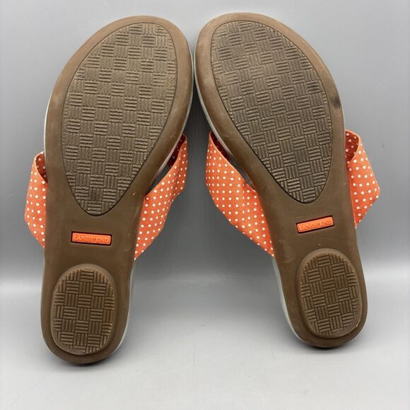 Lands' End Sandals Women’s Size 7B Silver/Orange Polka Dot Thong Flip Flop - Picture 8 of 10